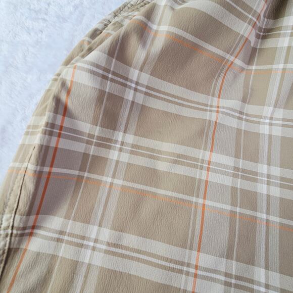 Nike Golf Shorts Dry Fit Size 42Tan White Plaid Flat Front Performance - Picture 14 of 14